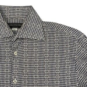 Andrea Palombini Mens Large Houndstooth Check Fashion Fit Button Down Shirt